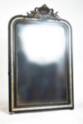 19TH CENTURY FRENCH EBONISED & SILVER GILT MIRROR
