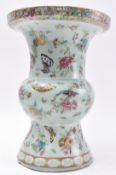 19TH CENTURY CHINESE HAND PAINTED CELADON CERAMIC VASE
