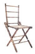 20TH CENTURY FAUX BAMBOO WOODEN FOLDING CHILD'S CHAIR