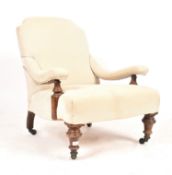 VICTORIAN HOWARD & SONS MANNER UPHOLSTERED ARMCHAIR