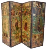 VICTORIAN DECOUPAGE FOUR FOLD DISCRETION SCREEN