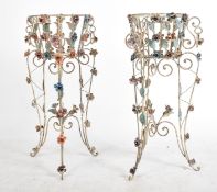 PAIR OF ITALIAN PAINTED METAL TOLEWARE FLOOR JARDINIERES