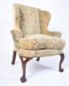 19TH CENTURY QUEEN ANNE WINGBACK MAHOGANY ARMCHAIR