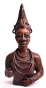 20TH CENTURY BRONZE BUST SCULPTURE OF AFRICAN BENIN QUEEN