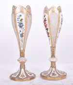 PAIR OF 19TH CENTURY BOHEMIAN CZECH OVERLAY GLASS VASES