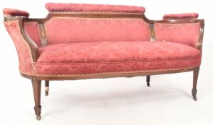 EDWARDIAN MAHOGANY INLAID SALON - WINDOW SOFA SETTEE