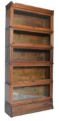 GLOBE WERNICKE - FIVE-TIER OAK STACKING LIBRARY BOOKCASE