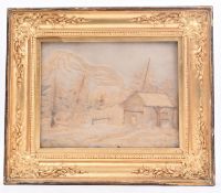 VICTORIAN CIRCA 1860 HUMAN HAIR ON GLASS FRAMED DIORAMA