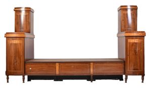 EARLY 20TH CENTURY FRENCH EMPIRE WALNUT INLAID CANAPE SOFA