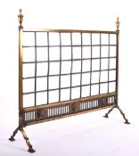 VICTORIAN 19TH CENTURY BRASS & LEADED GLASS FIRE SCREEN