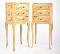 PAIR OF FRENCH CHEVET PAINTED BEDSIDE TABLES