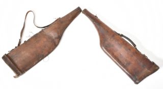 TWO LATE VICTORIAN 19TH CENTURY LEATHER GUN CASES