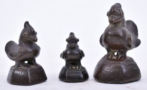 THREE 18TH & 19TH CENTURY HINTHA BIRD BURMESE OPIUM WEIGHTS