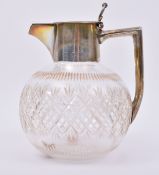 SILVER 19TH CENTURY HALLMARKED CUT GLASS CLARET JUG