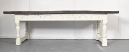 19TH CENTURY FRENCH SOLID ELM REFECTORY TABLE