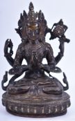 20TH CENTURY NEPALESE HEAVY BRONZE AVALOKITESHVARA STATUE