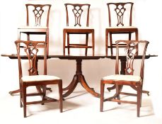 REGENCY MAHOGANY REVIVAL DINING TABLE & 12 CHAIRS