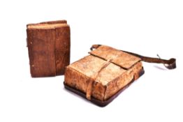 EARLY 20TH CENTURY COPTIC PRAYER BOOK IN SNAKESKIN POUCH