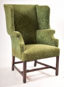 19TH CENTURY VICTORIAN PORTER'S CHAIR IN GREEN UPHOLSTERY