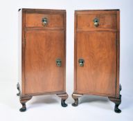QUEEN ANNE REVIVAL WALNUT PAIR OF BEDSIDE CABINETS