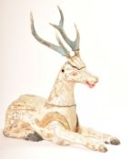 LARGE 20TH CENTURY CARVED AND HAND PAINTED WOODEN STAG