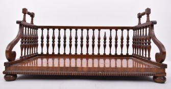 VICTORIAN MAHOGANY SPINDLE BACK BOOK TRAY / TROUGH