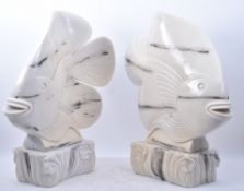 PAIR OF VINTAGE ART DECO INSPIRED RESIN FISH SCULPTURES
