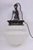 EARLY 20TH CENTURY MILK GLASS NEO-CLASSICAL CEILING LIGHT