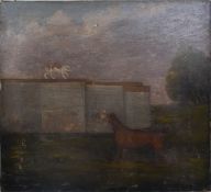 BRITISH SCHOOL - 19TH CENTURY OIL ON CANVAS DEPICTING CAT & DOG