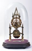 VICTORIAN BRASS CATHEDRAL SKELETON CLOCK IN DOME