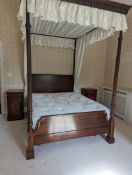 LATE 19TH MAHOGANY FOUR POSTER DOUBLE BED