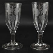 PAIR OF 18TH CENTURY PLAIN STEM ALE GLASSES