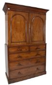 VICTORIAN 19TH CENTURY MAHOGANY LINEN PRESS CUPBOARD