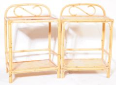 BRITISH MODERN DESIGN - MID CENTURY PAIR OF BAMBOO BEDSIDES