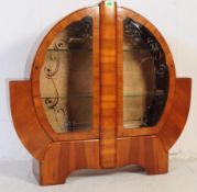 1930S ART DECO WALNUT CHINA DISPLAY CABINET VITRINE