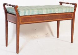 EDWARDIAN INLAID MAHOGANY WINDOW SEAT / PIANO STOOL