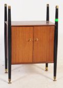 NATHAN - MID 20TH CENTURY EBONISED LEG TEAK BEDSIDE / LAMP TABLE
