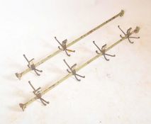 PAIR OF MID CENTURY SCHOOL / GYM IRON COAT HOOK RACKS