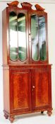 VICTORIAN MAHOGANY LIBRARY GLAZED BOOKCASE CABINET