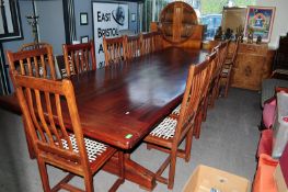 LARGE REFECTORY DINING TABLE AND CHAIRS - SUITE