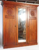 19TH CENTURY MAHOGANY ARTS & CRAFTS TRIPLE WARDROBE
