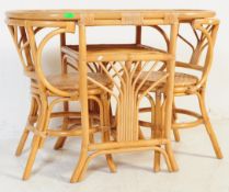 RETRO 1980'S BAMBOO & WICKER DINING / BREAKFAST TABLE