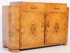 1930'S ART DECO WALNUT SIDEBOARD CREDENZA CABINET
