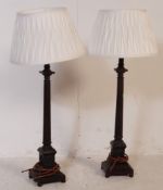 PAIR OF LARGE OAk DORIC COLUMN TABLE LAMP BASES