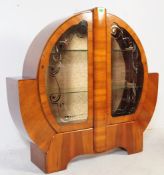 1930S ART DECO WALNUT CHINA DISPLAY CABINET VITRINE