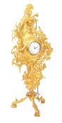 19TH CENTURY FRENCH BELLE EPOQUE ERA GILT CARTEL CLOCK ON STAND