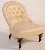 19TH CENTURY VICTORIAN LADIES FIRESIDE ARMCHAIR