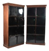 PAIR OF 20TH CENTURY MAHOGANY & METAL LOCKER CABINETS
