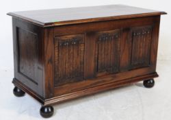 JACOBEAN REVIVAL CARVED OAK COFFER CHEST BOX