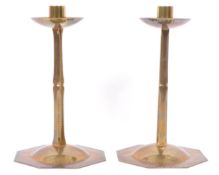 MATCHING PAIR OF MID CENTURY BRASS CANDLE STICK HOLDERS